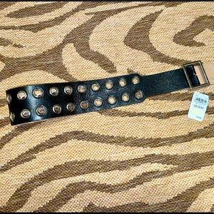 Neiman Marcus black leather grommet 3” belt size M